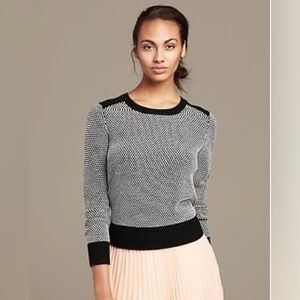 Banana Republic Textured Colorblock Crew Pullover Sweater Merino Wool Size S